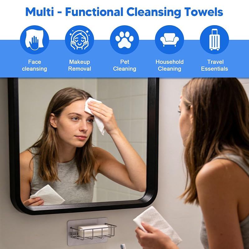 Disposable Face Towels 4-Box Pack (200 Sheets) Ultra-Soft Facial Washcloths for Cleansing & Makeup Removal – Travel & Spa