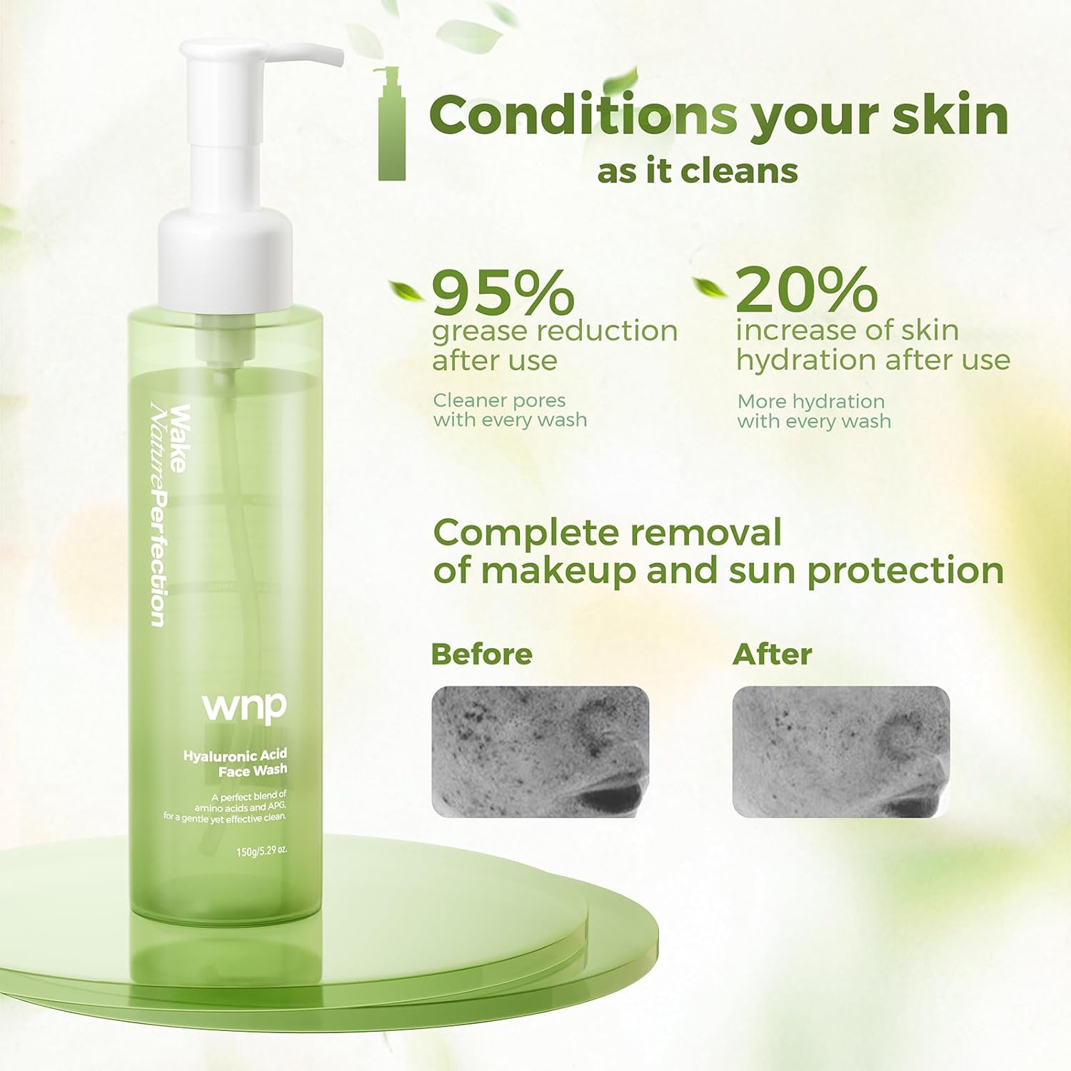 Gentle Foaming Face Wash with Hyaluronic Acid - Deep Hydration & Exfoliation for All Skin Types, 150ml