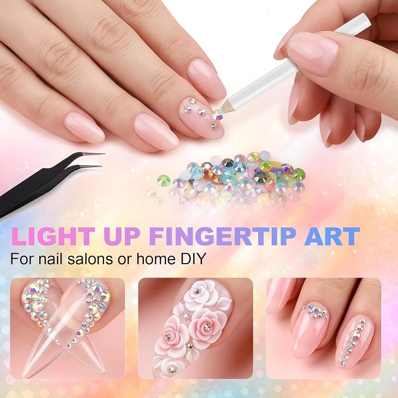 Multicolor 48 Color 48000 PCS Resin Rhinestones Nail Art Kit - Flatback Bedazzling Gems