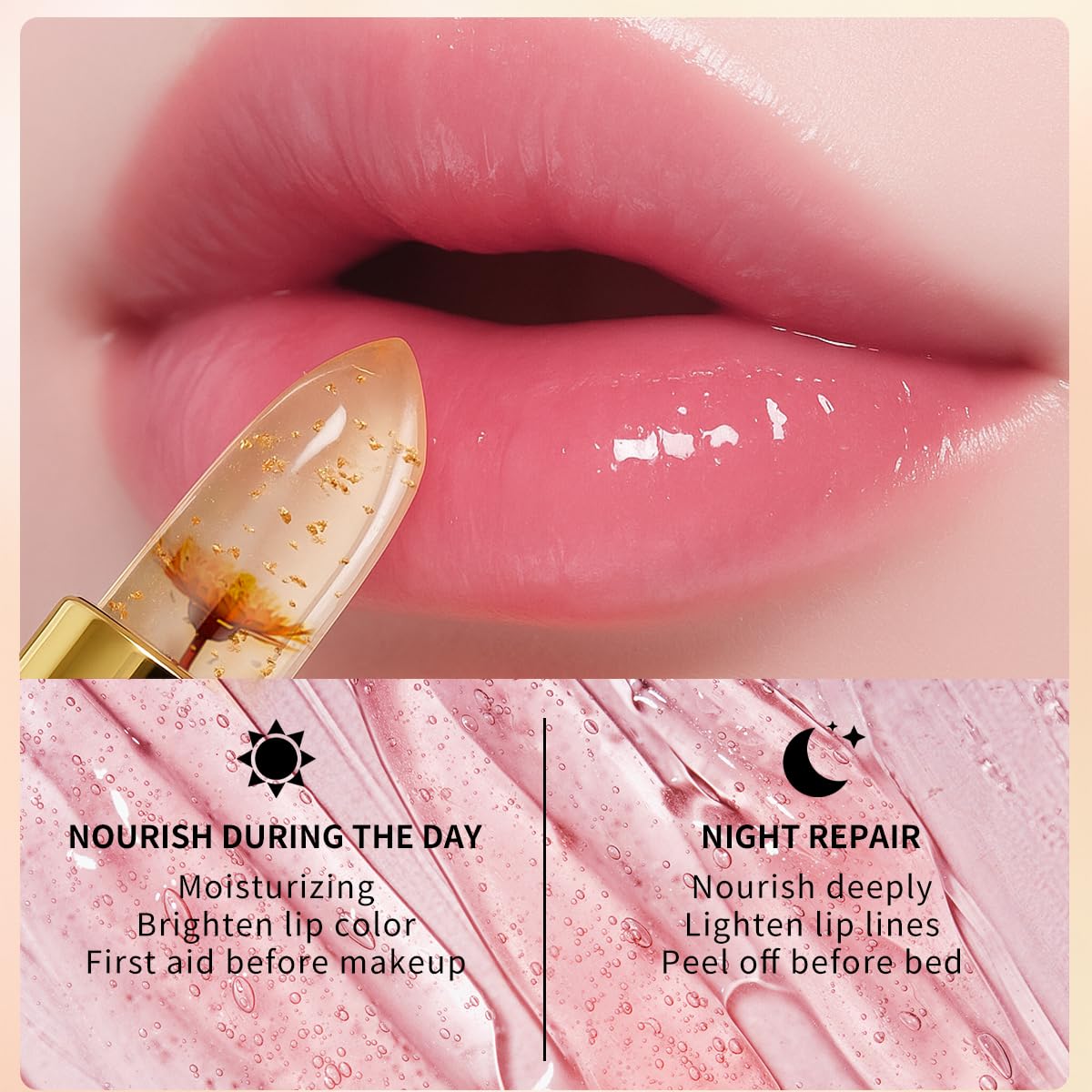 QIC Transferproof Color Changing Lipstick,Color Changing Lipstick for Women Girls,Temperature Change Moisturizer,Waterproof Moisturizer Lip Balm (Flower)