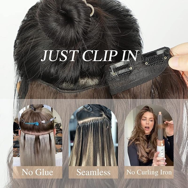 Curly Clip-In Hair Extensions 16 Inch V-Shape Balayage Honey Blonde to Platinum Blonde - 10A Real Human Hair, 5-Clip Weft
