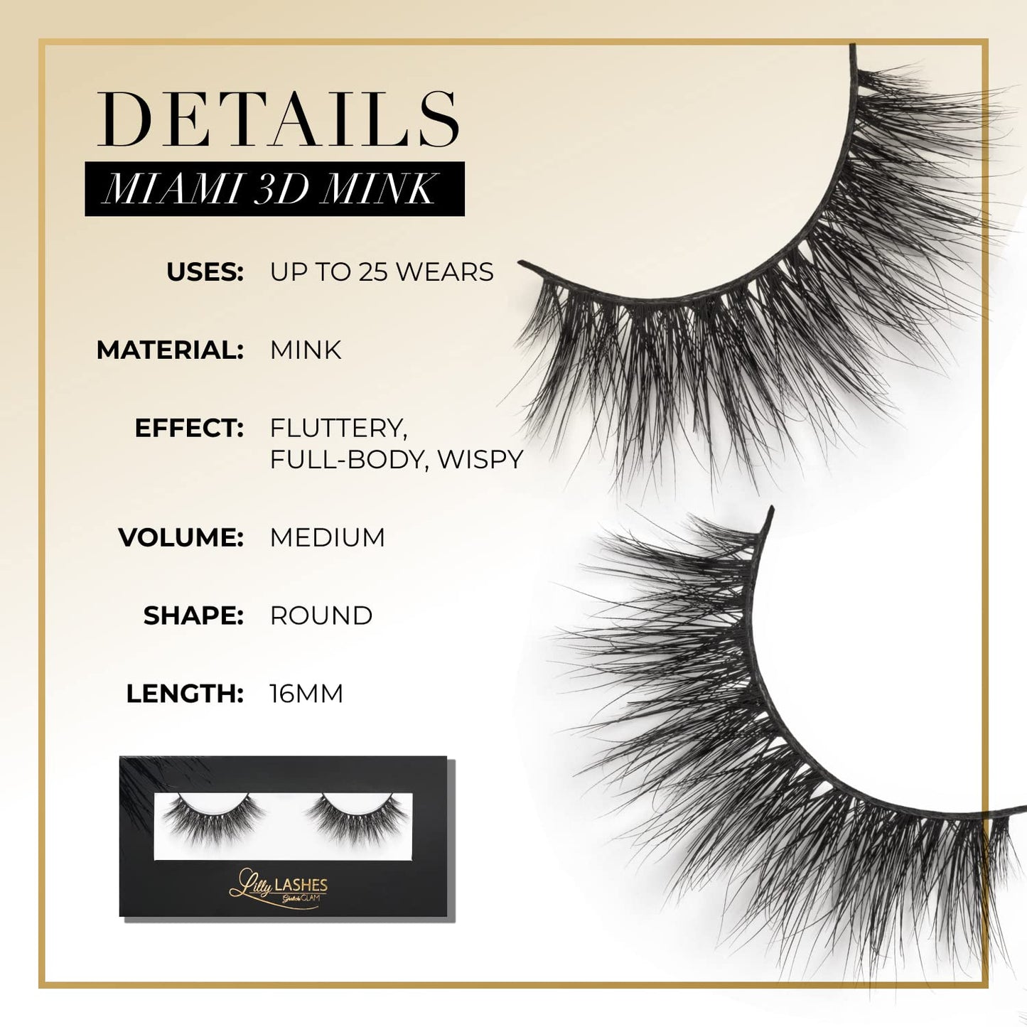Miami Flare 3D Mink Lashes by Lilly Lashes | Reusable Wispy & Fluffy Strip Eyelashes
