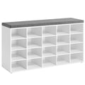 Shoe Bench with Cushion - 20 Cubby Compartments, 12 x 47.2 x 24.7 Inches (Cloud White + Dove Gray)