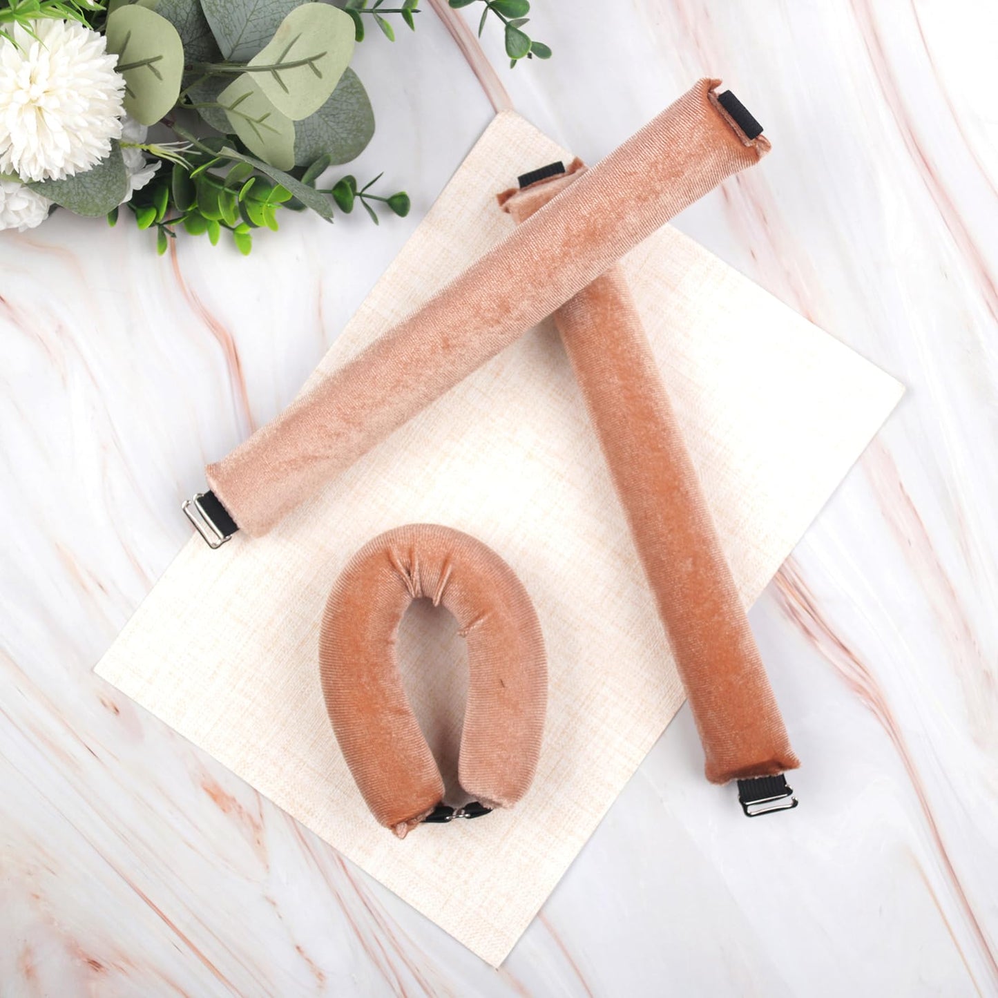 Heatless Hair Curler for Women - Khaki No Heat Overnight Hair Curler Set | 3 Silk Scrunchies with Adjustable Scarf | Natural Waves While Sleeping (Khaki, 3-Pack)