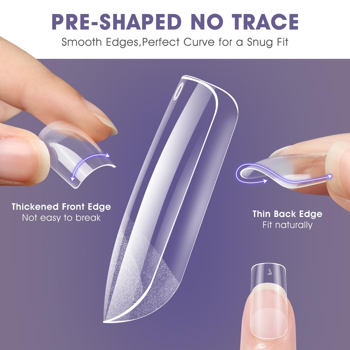 Short Square Gel Nail Tips: 240 PCS Pre-Shaped Full Cover False Square Nails Tips Acrylic Clear Fake Nails Extension for Nail Manicure Home DIY Women 12 Sizes