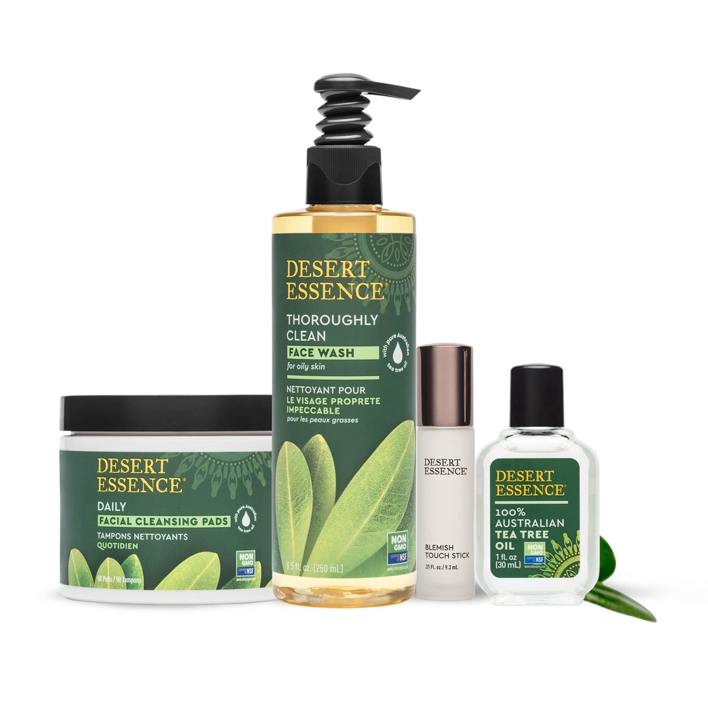 Desert Essence Natural Tea Tree Oil Facial Cleansing Pads - 50 Count - Pack of 3 - Face Cleanser - Soothes & Calms Skin - Makeup Remover Pads - Removes Oil & Dirt - Great for Travel - Essential Oils