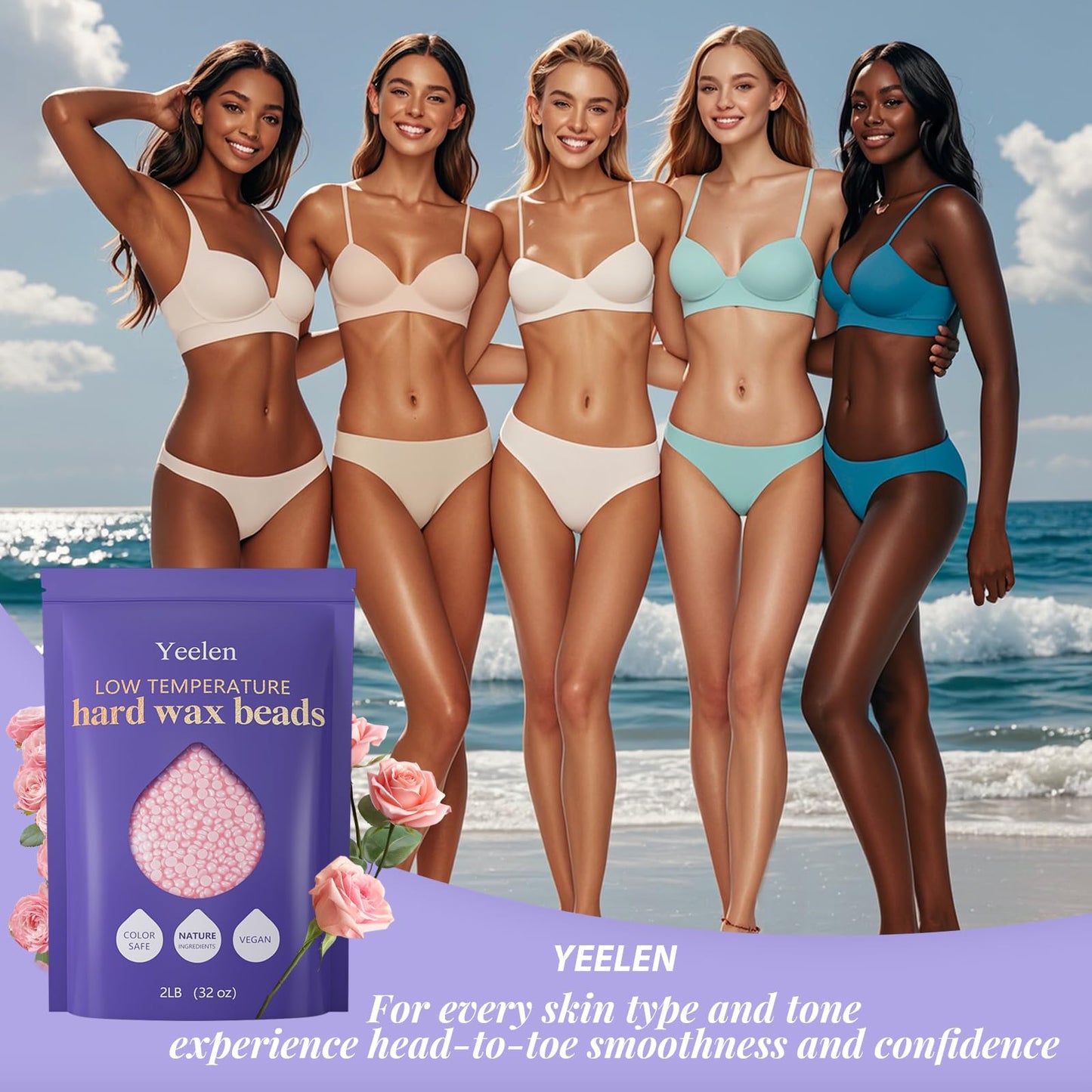 Hard Wax Beads 2LB Waxing Beads: Wax Beads for Sensitive Skin Bikini Wax Beans Brazilian Waxing Face Lip Eyebrow - Bulk Ideal for Salons and Home Use (Pink)