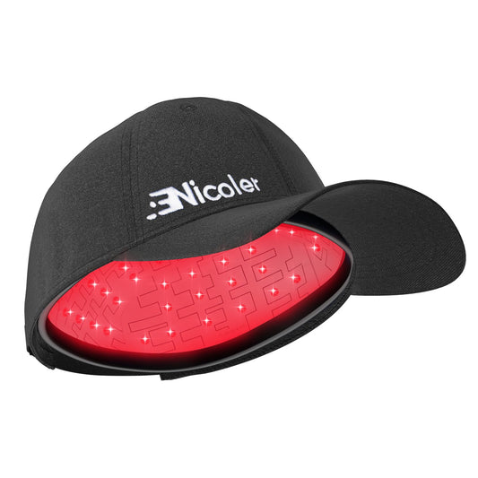 Nicoler Hair Growth Cap with 147 Beads, Laser Cap 650nm with Pulse Mode, Red Light Therapy for Hair Growth for Men & Women, Battery Pack, Black
