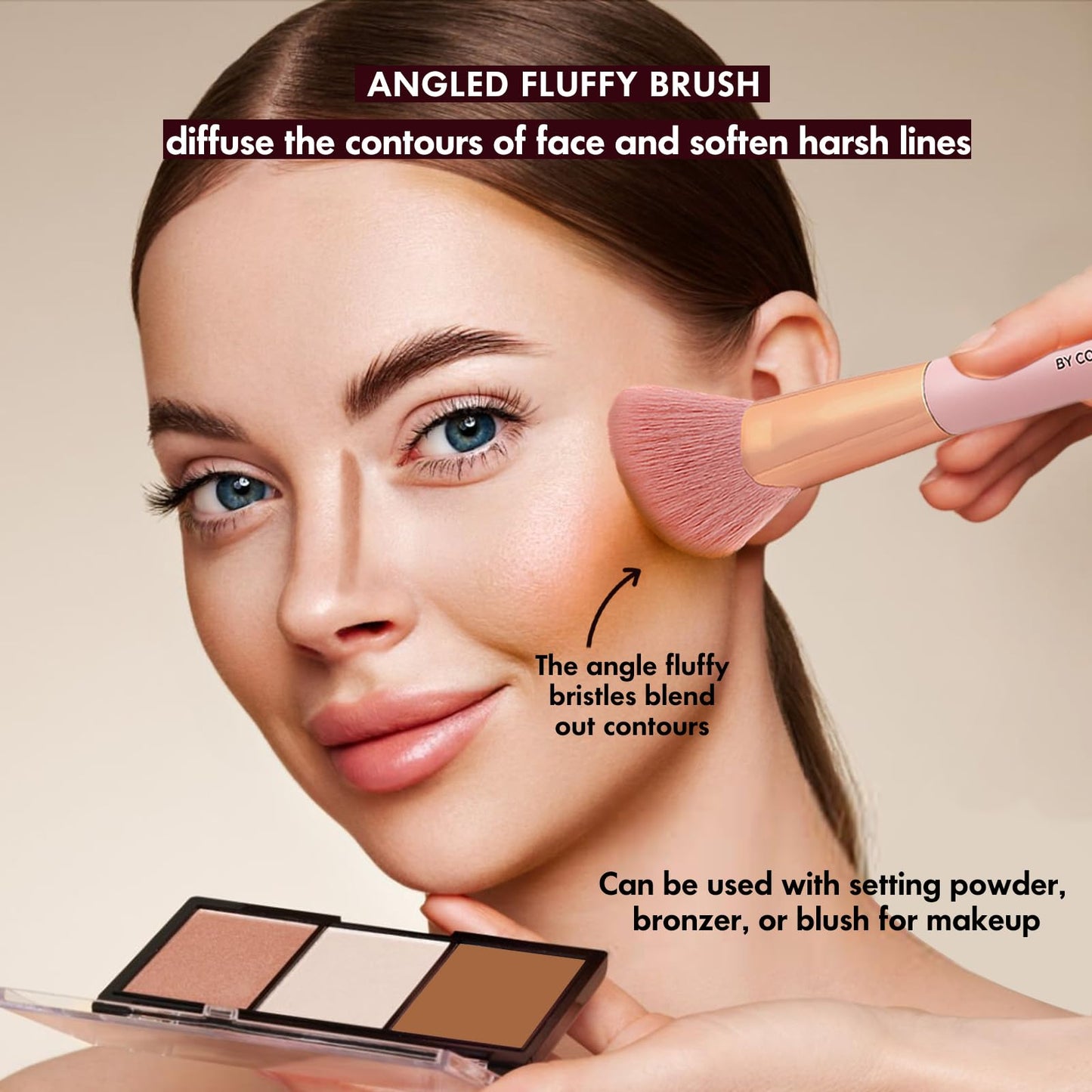 2-In-1 Nose Contour Brush, Dual-Ended U-Shaped & Angled Fluffy Brush, Makeup Contour for Nose Sculpting and Defining