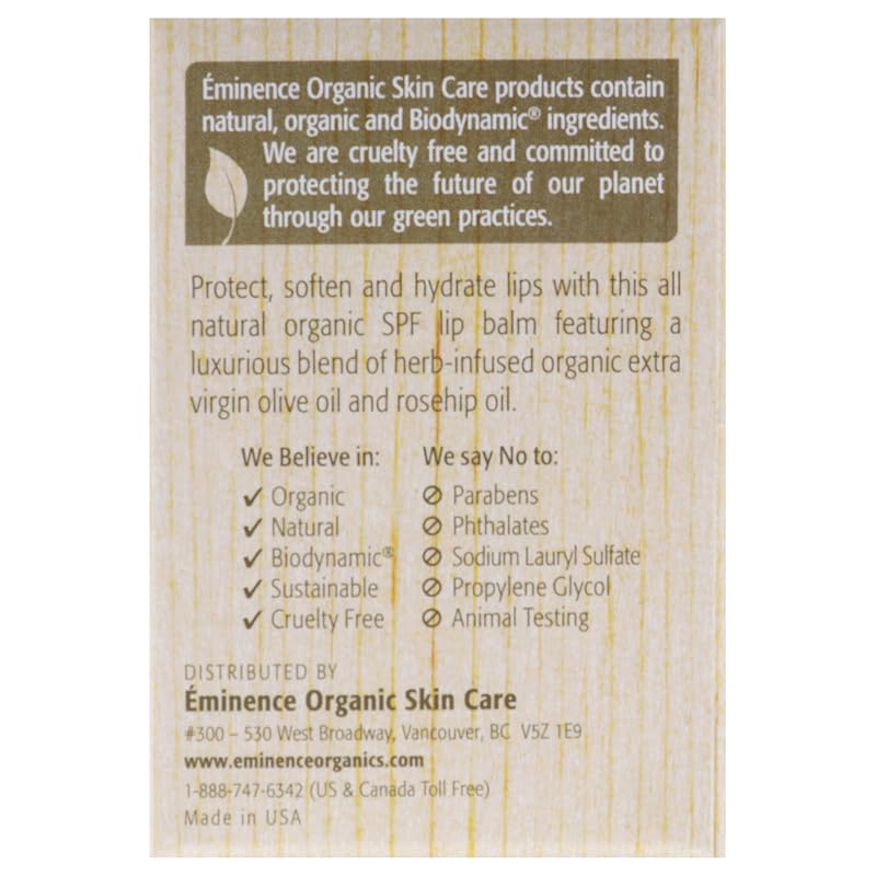 Lip Balm SPF 15 with Rosehip & Lemongrass - Unisex 0.14 oz