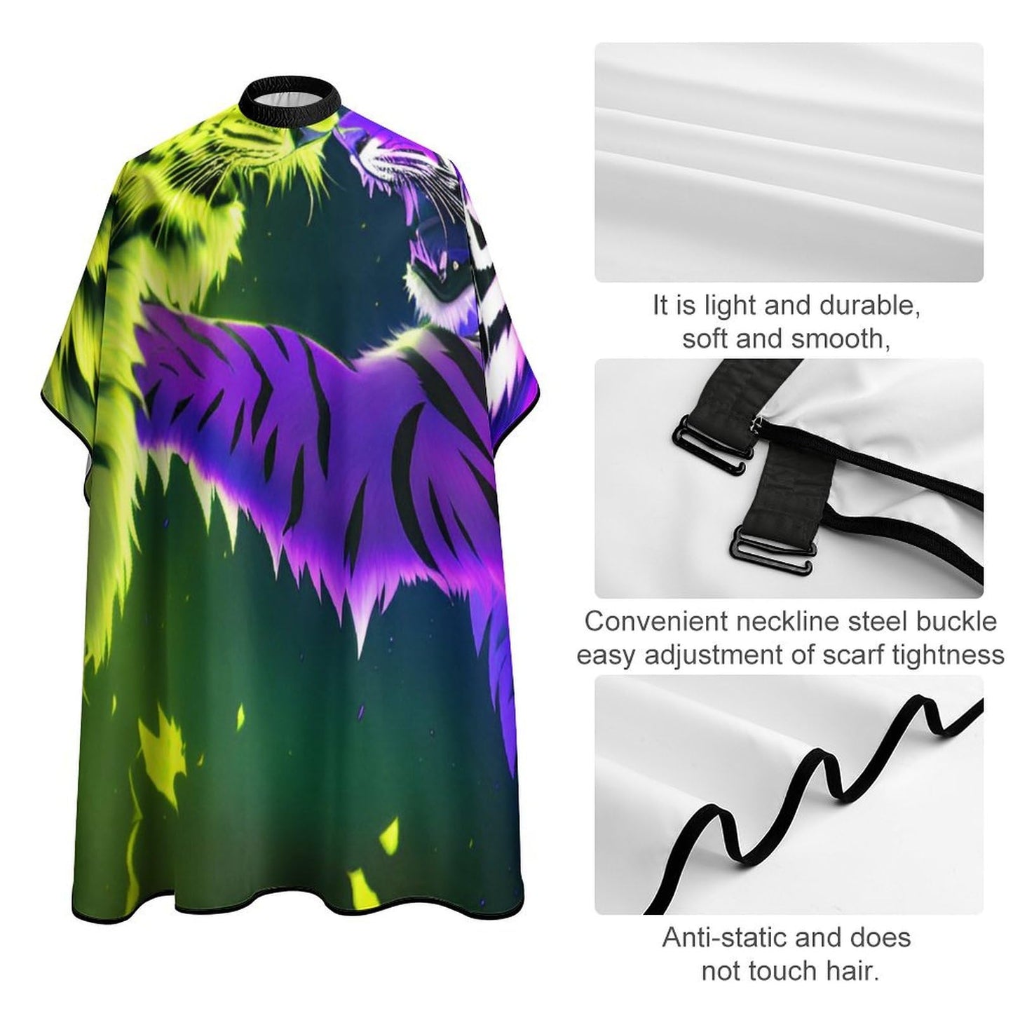 Large Long Salon Gown Cape - Haircut Cloth Apron Cape Ice and Fire Tiger Art Haircut Cloth Wrap Protector for Home Stylists