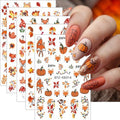 5 Sheets Autumn Maple Leaves Nail Art Stickers Squirrel Pumpkin Nail Decals 3D Self-Adhesive Thanksgiving Pumpkin Nail Sticker Cute Fox Mushroom Nail Supplies for Women Girls DIY Manicure Decoration