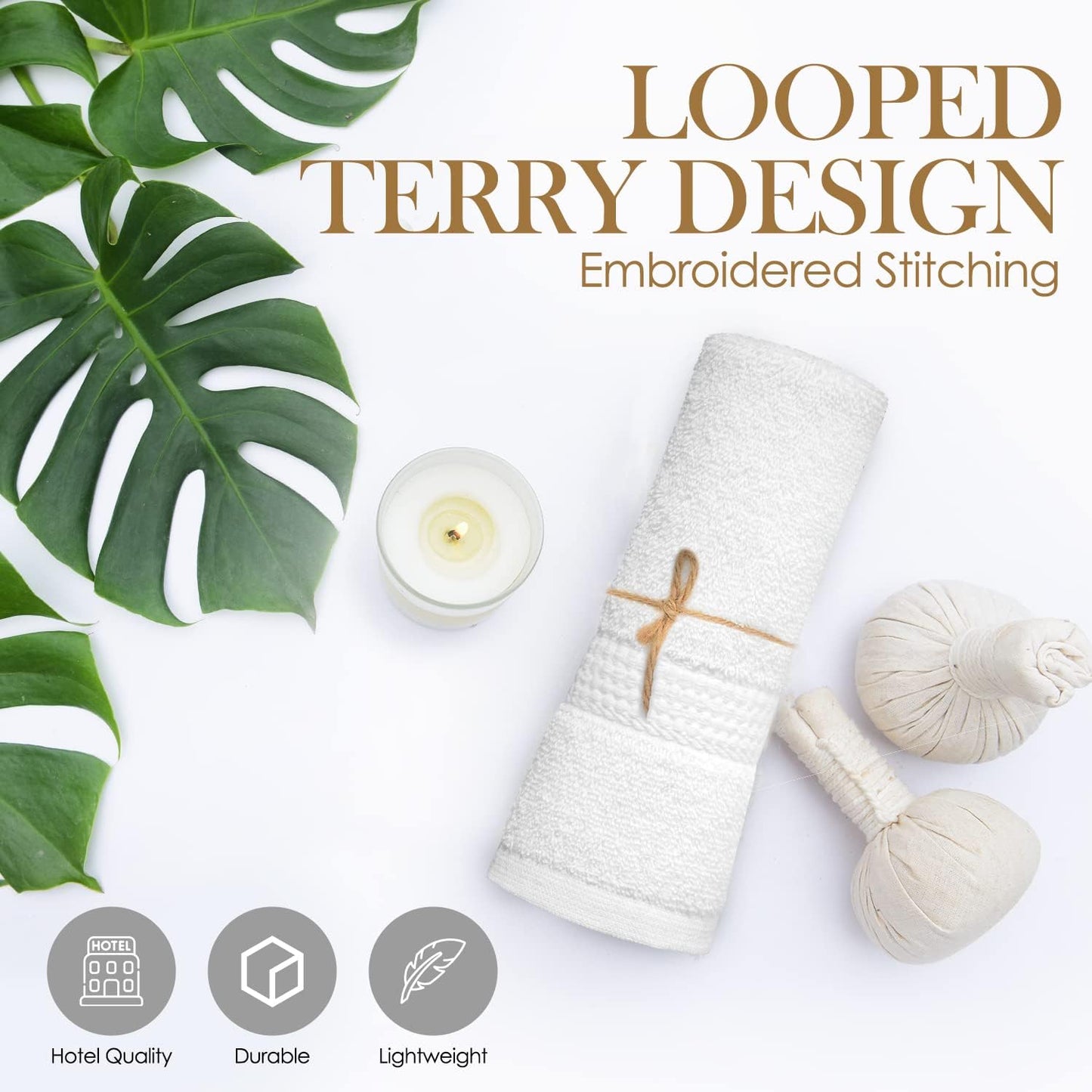 Elaine Karen White Wash Cloths for Your Face - 12 Pack Premium Cotton Washcloths - Hotel & Spa Bathroom Face Towels - 13x13 Face-Cloth