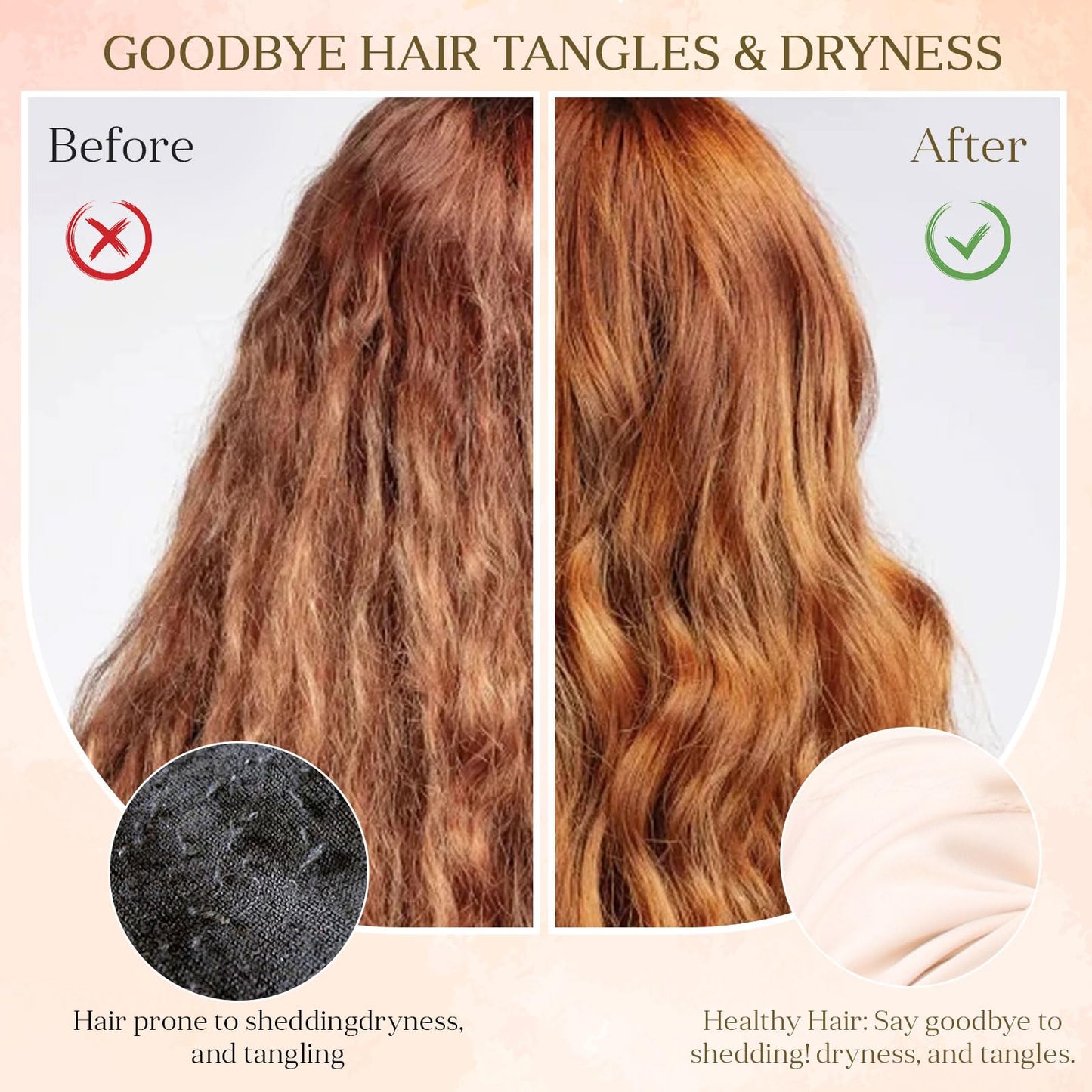 ZXYCLOPS Adjustable double-layer silk satin nightcap, suitable for wrapping hair while sleeping, for long curly hair, woven champagne color