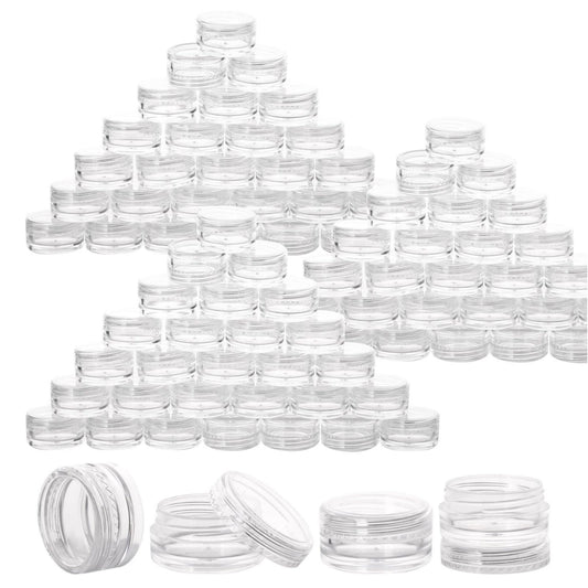 100 Count 10g Sample Jars with Lids Makeup Jars Plastic Lip Scrub Containers TSA Approved Cosmetic Containers for Traveling - Clear