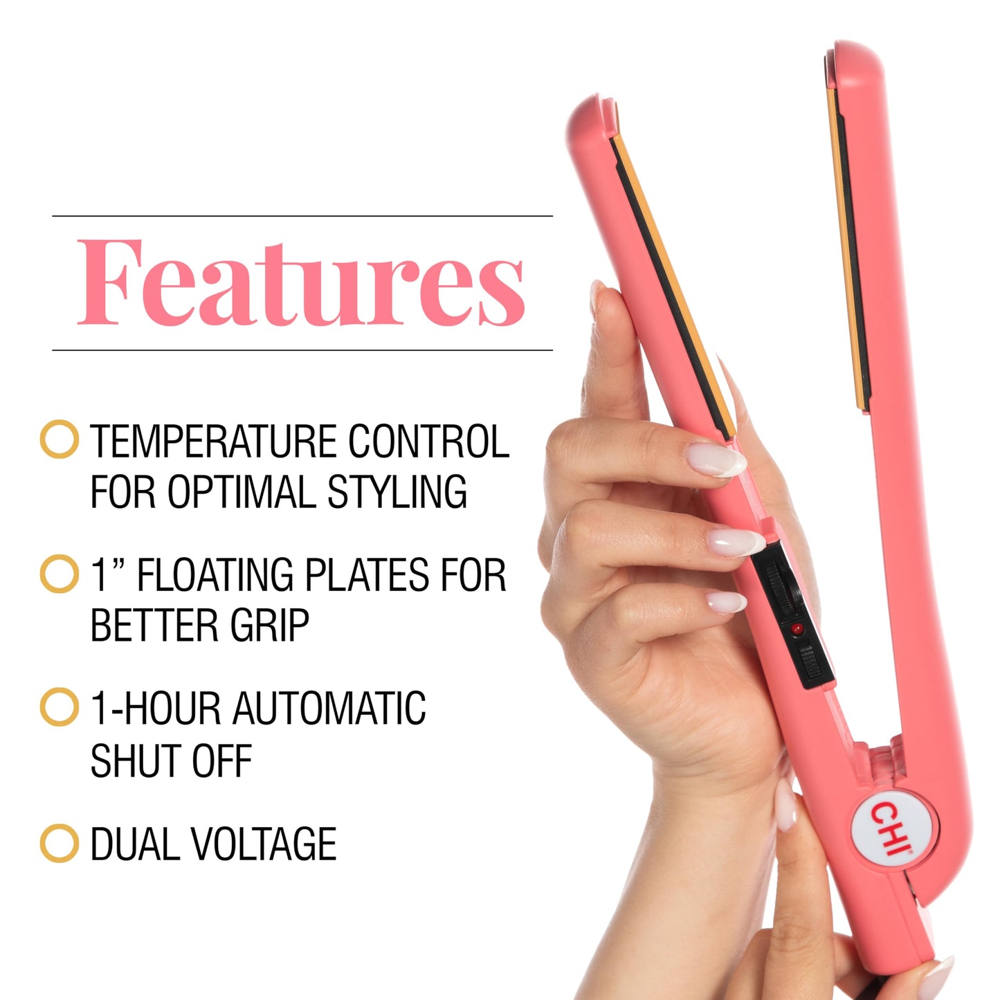 CHI Ceramic Series Flat Iron, Hair Straightener for Silky, Smooth Hair, 1" Iron, Sweet Coraline