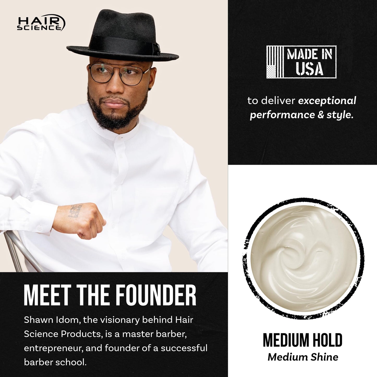 Hair Science - Premium, Organic, Water Based Pomade for Men & Women, Medium Hold, Professional Barber Formulation, Perfect for Curly, Wavy, & Short Hair Styling, Eucalyptus Scent, Travel Size (2 Oz)