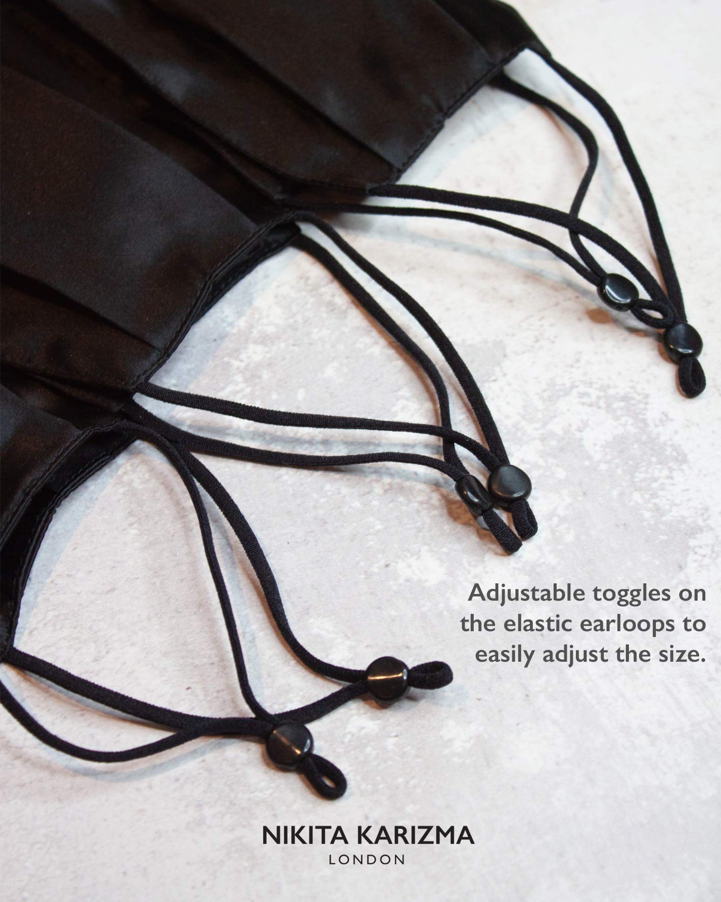 KARIZMA Beverly Hills Silk Face Mask 3 Pack Collection. Black Fashionable Designer Face Mask for Women. Washable Fabric Face Mask Reusable Facemask. 19 Momme Real Mulberry Silk Masks