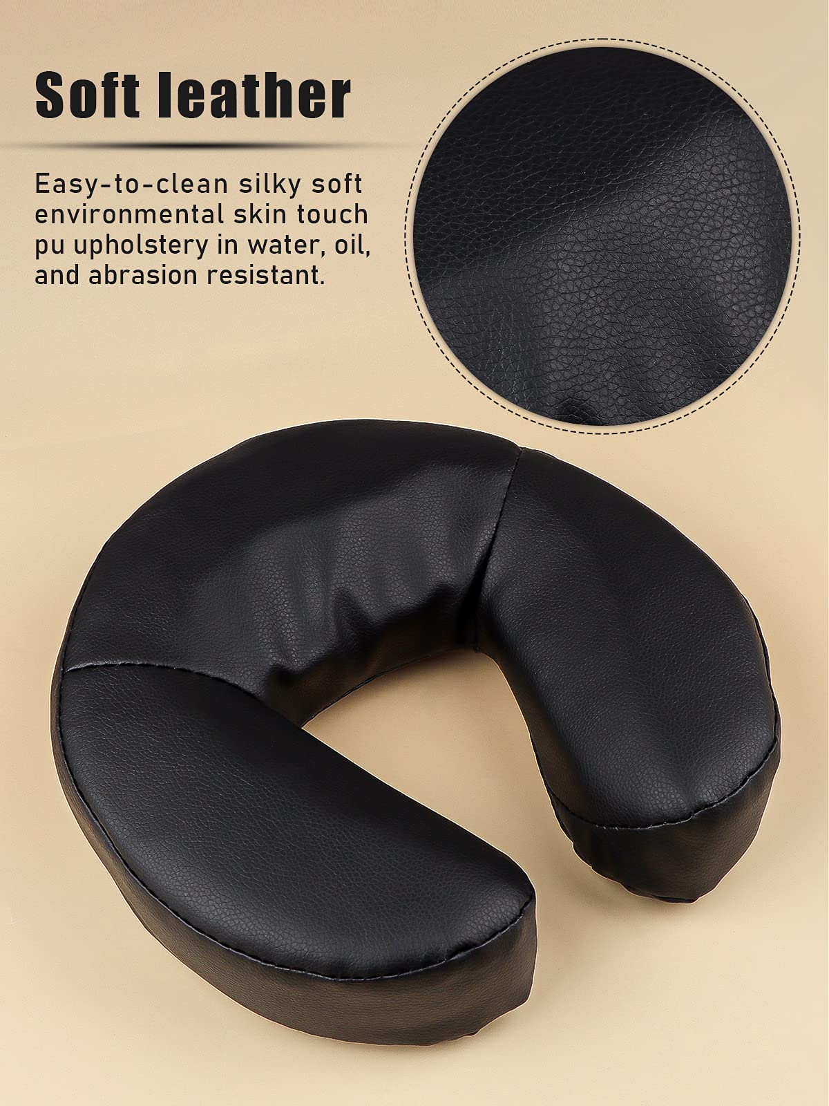 Kalolary Massage Face Cradle Cushion for Massage Tables, Universal Crescent Headrest Face Rest Neck Head Cushion Pillow for Massage Chairs Spa Bed (Black)