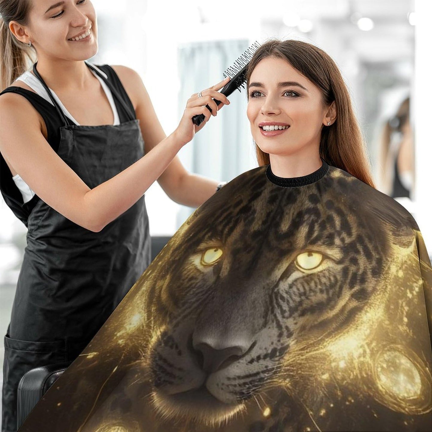 Universe Space Gold Galaxy Tiger Art Salon Cape Hair Dress Apron Cloak - Adjustable Dyeing Salon Apron for Styling Hair Cut Hairdresser, Easy Clean