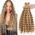 Highlight Blonde Deep Curly Braiding Hair 16 Inch Human Hair for Boho Braids - 150g