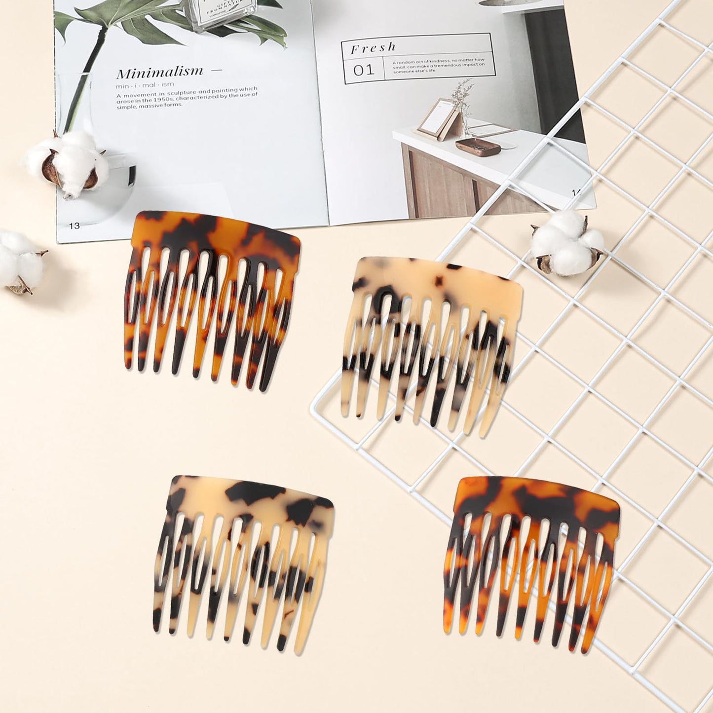 4 Pcs French Hair Side Combs Twist Combs Small Combs for Styling Decorative French Hair Comb for Women Bun Chignon Up-Do Styling Girls Hair Accessories