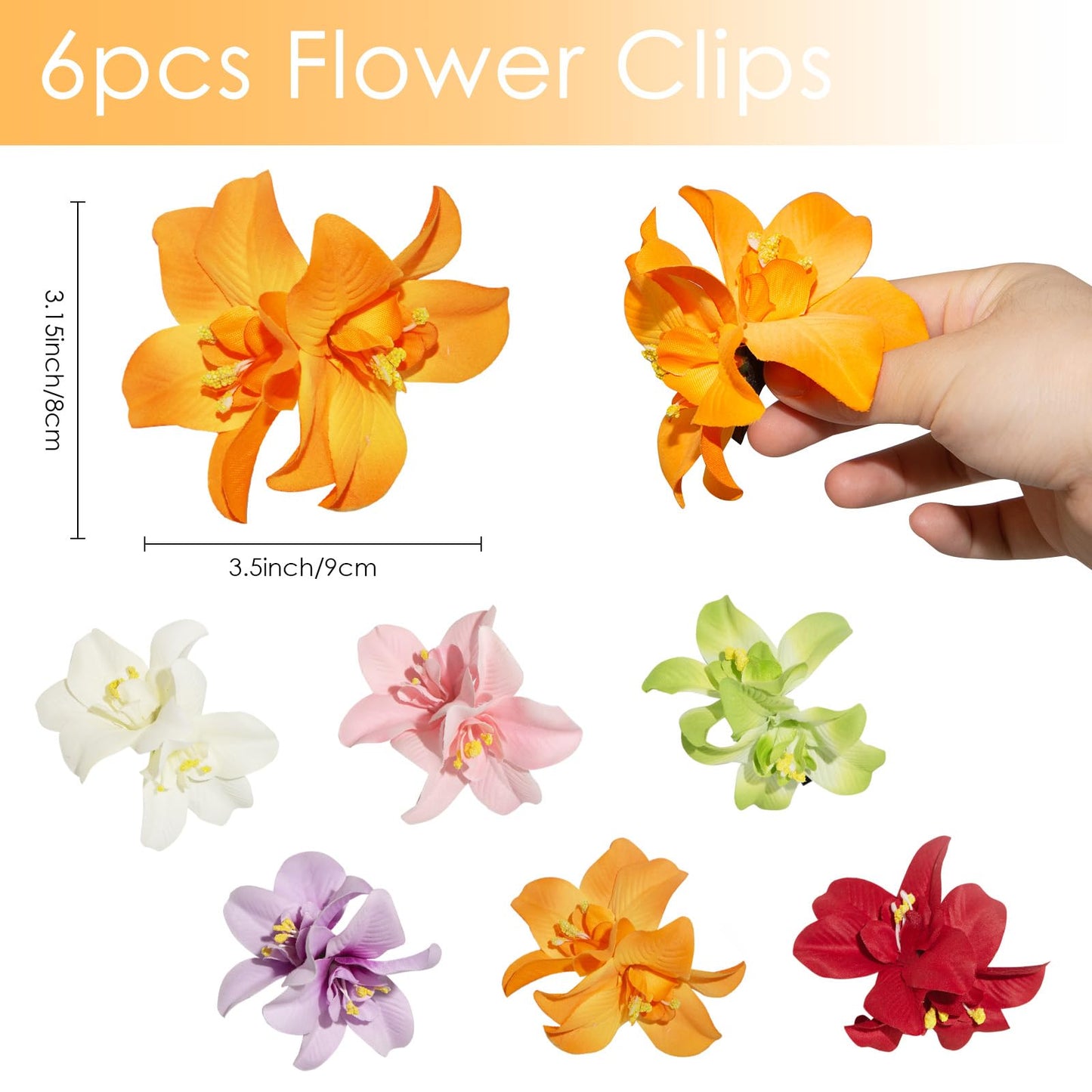 Generic 6 Colors Artificial Flower Hair Clips, Bohemian Flower Hairpin Hawaiian Hairpin for Seaside Holiday, 3.5 Inch Bridal Hair Bobby Pins Headwear for Women Girls(Twin Flowers)