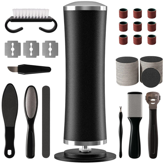 4.8 in Longer Electric Foot Callus Remover, Adjustable Speed Pedicure Tools for Feet with 60 Sanding Pads, Foot Scrubber File, Heel Scraper for Cracked Heels Black
