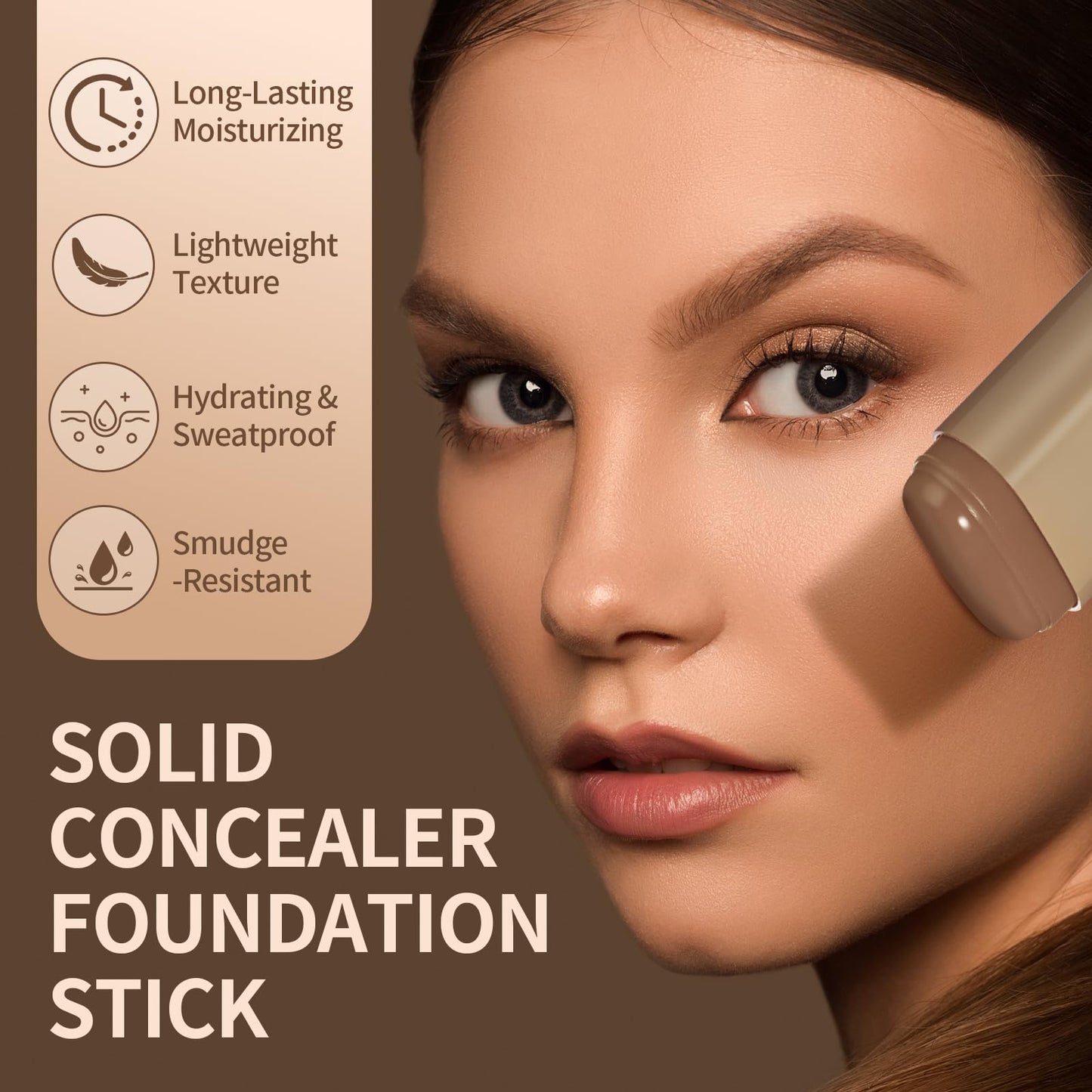 Splendor Serum Enhanced Skin Tinted Balm, Solid Tinted Moisturizing Serum Contour Stick Foundation Face Stick splendor balm, Natural Makeup for Women (5#)