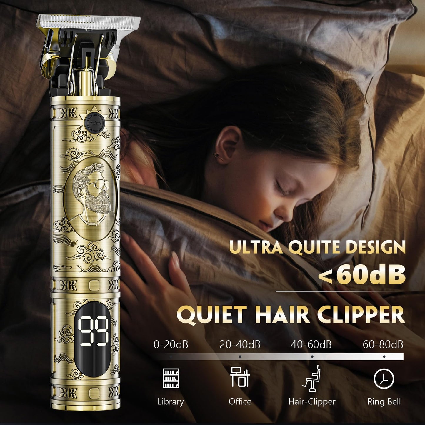 Hair Clippers for Men Cordless Professional Beard Trimmers with LCD Display Electric Grooming Rechargeable Shaver Zero Gapped T/Blade Cutting Kit Gift for Women Men Children