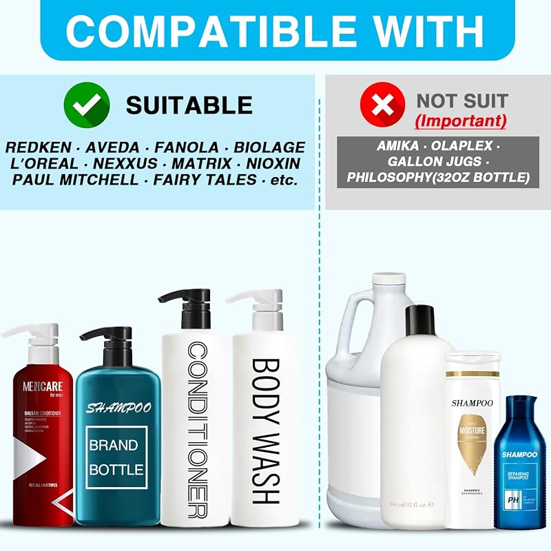 Shampoo Pump Dispenser for 1 L Bottles - 20 Pack Black & White with Lock Top