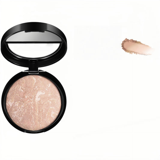 MAEPEOR Baked Setting Powder Brighten Color Correcting Powder Foundation Natural Smooth Lightweight Oil-Control Pressed Foundation (03 Light Beige)