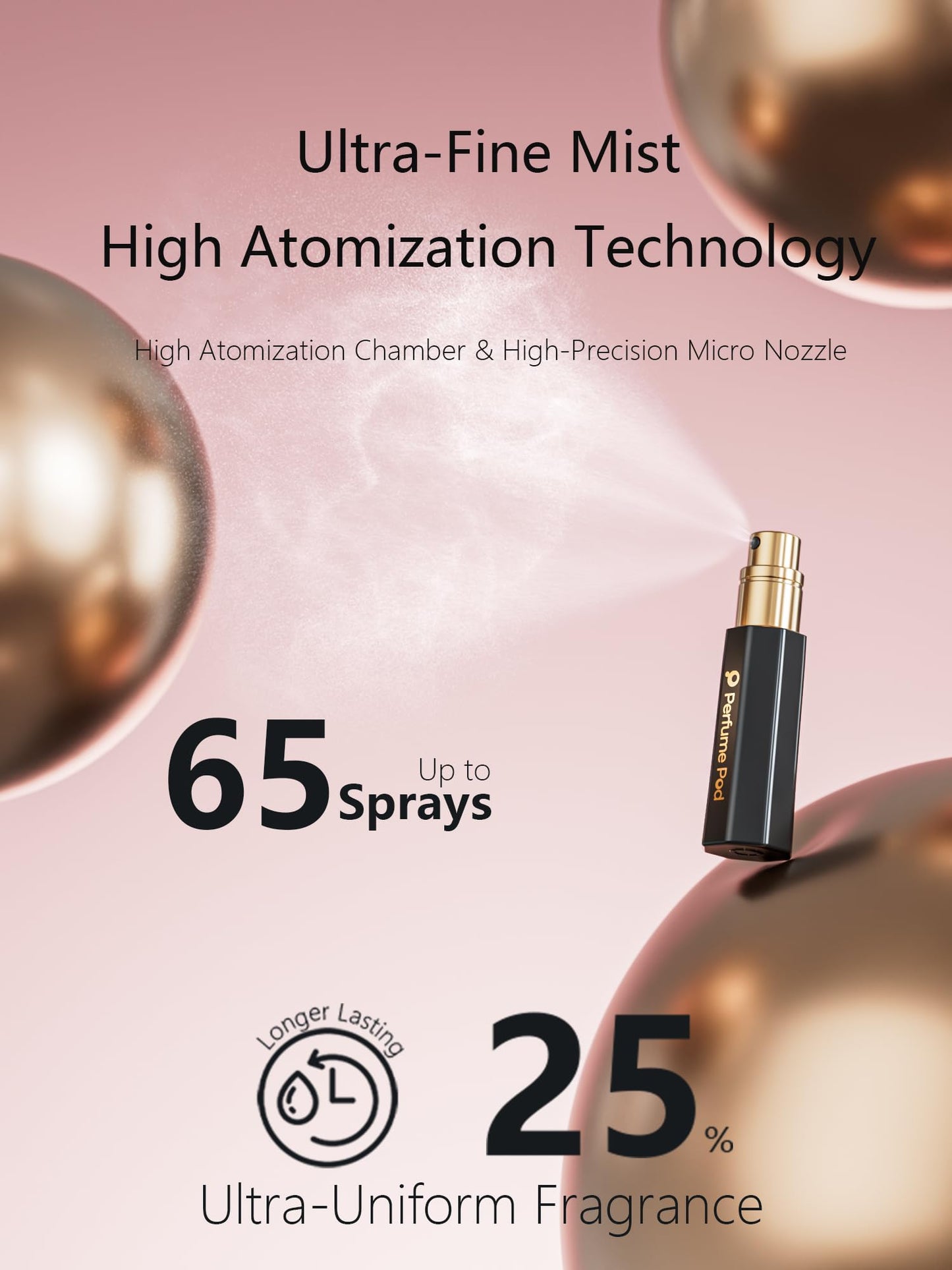 Perfume Pod Refillable Perfume Atomizer, Bottom Filling Fragrances Perfume Bottle, Mini Cologne Dispenser, Travel sized, Portable Sprayer for Women Men, Gift (FLORA01, BLACK)