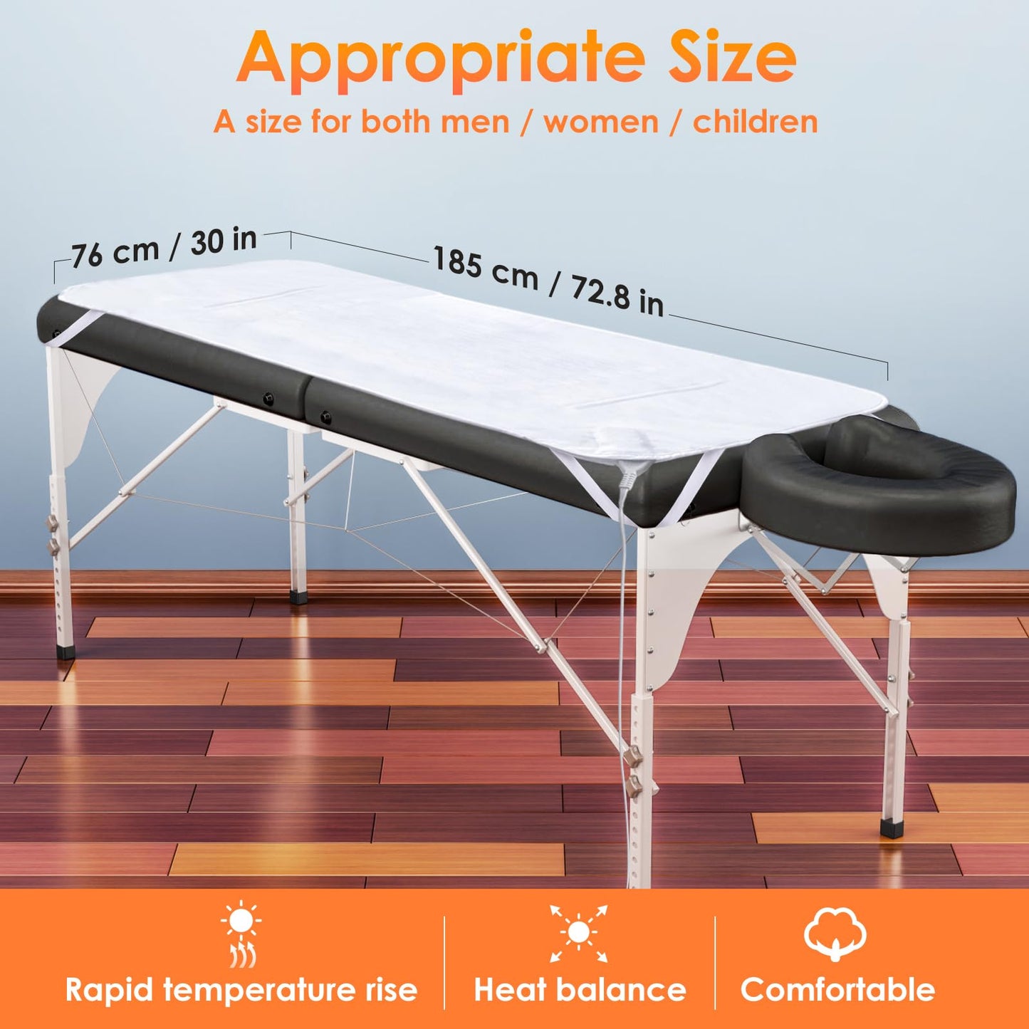 Massage Table Warmer Pads 9 Heat Settings Electric Heating Pad (72.8" x 30"), Digital Heat Control Pad, Heated Mattress Pad w/Overheat Protection for Massage Bed & Spa,White Bed Warmer