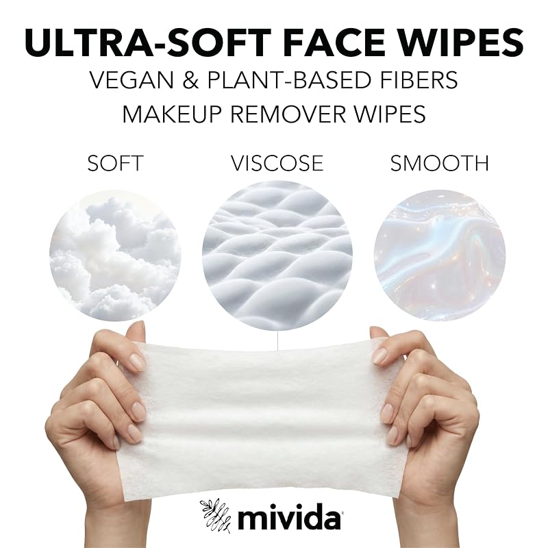 Fragrance Free Hypoallergenic Makeup Remover Wipes 200 Count - 4 x 50, Vitamin E, Alcohol-Free