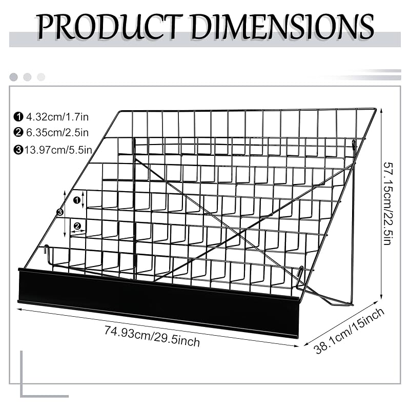 6-Tier Wire Countertop Magazine Rack - Black 15 x 29.5 x 22.5 in Display Stand