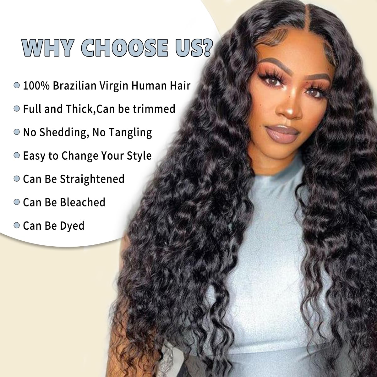 LICHANG 1 Bundle Human Hair 24 Inch 12A Deep Wave Bundles Human Hair 100% Unprocessed Brazilian Virgin Hair Quick Weave Bundle Real Hair For Women Natural Black