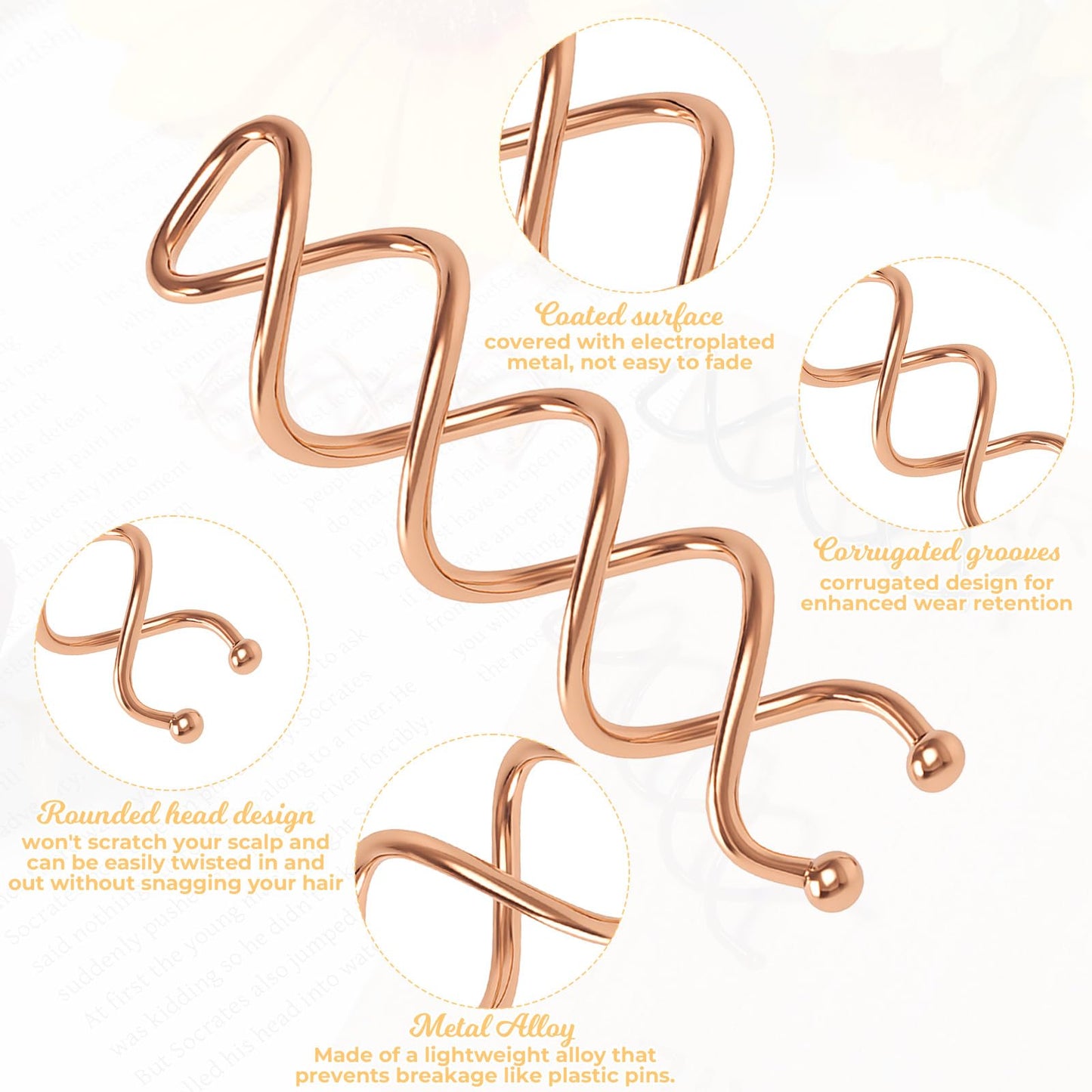 30 Pcs 3 Colors Spiral Bobby Pins, Spiral Hair Pins, Alloy Spin Pin, Non-Scratch Round Clip & Bun Twist for Girls Women, Perfect Fashion Small Bun Bobbypins, Easy & Fast Use(2.36 Inches)