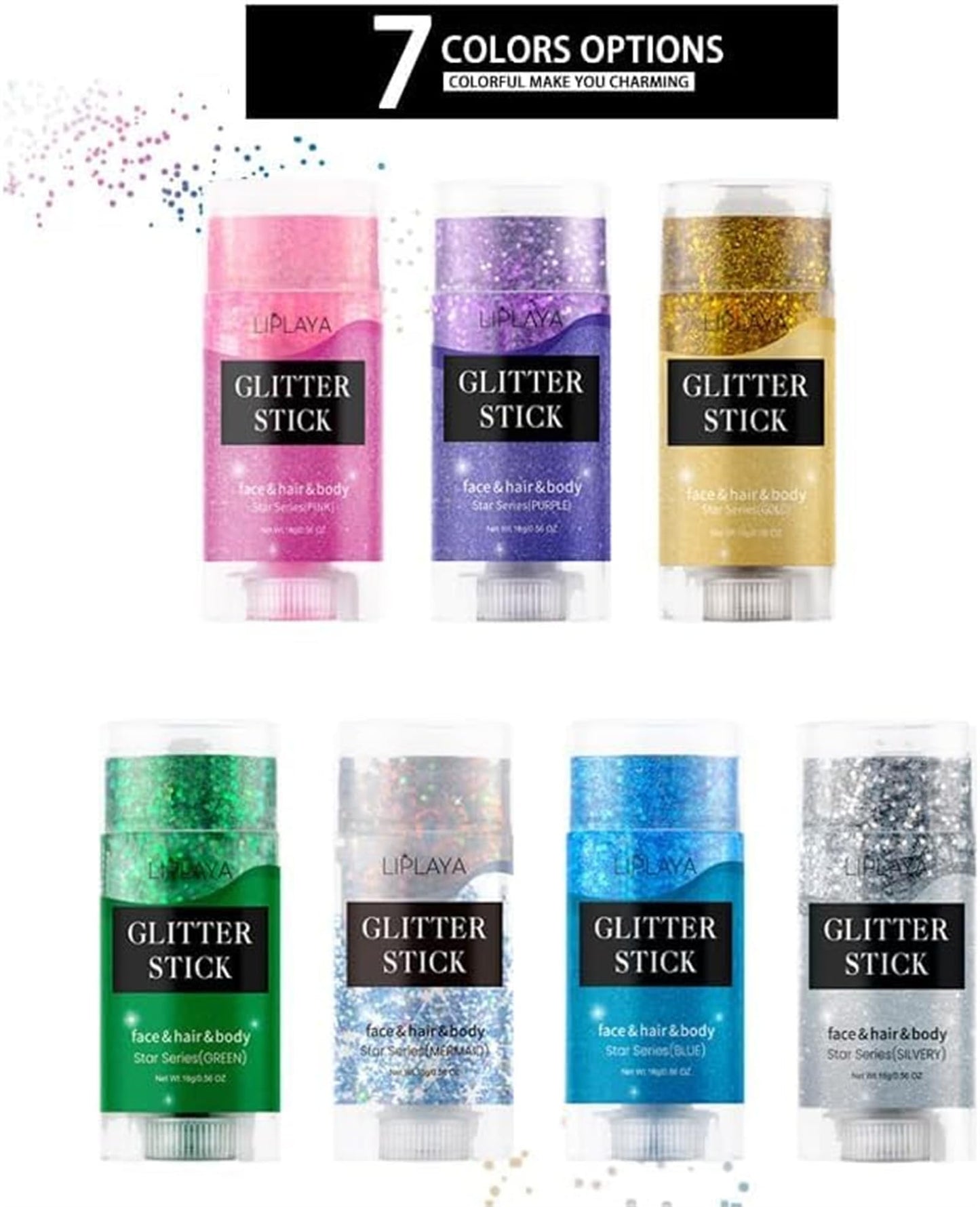 Liplaya Glitter Stick, Body Glitter Stick, Face Paint Glitters, for Concert Music Rave Festival, Long-Lasting Shine (Pink)