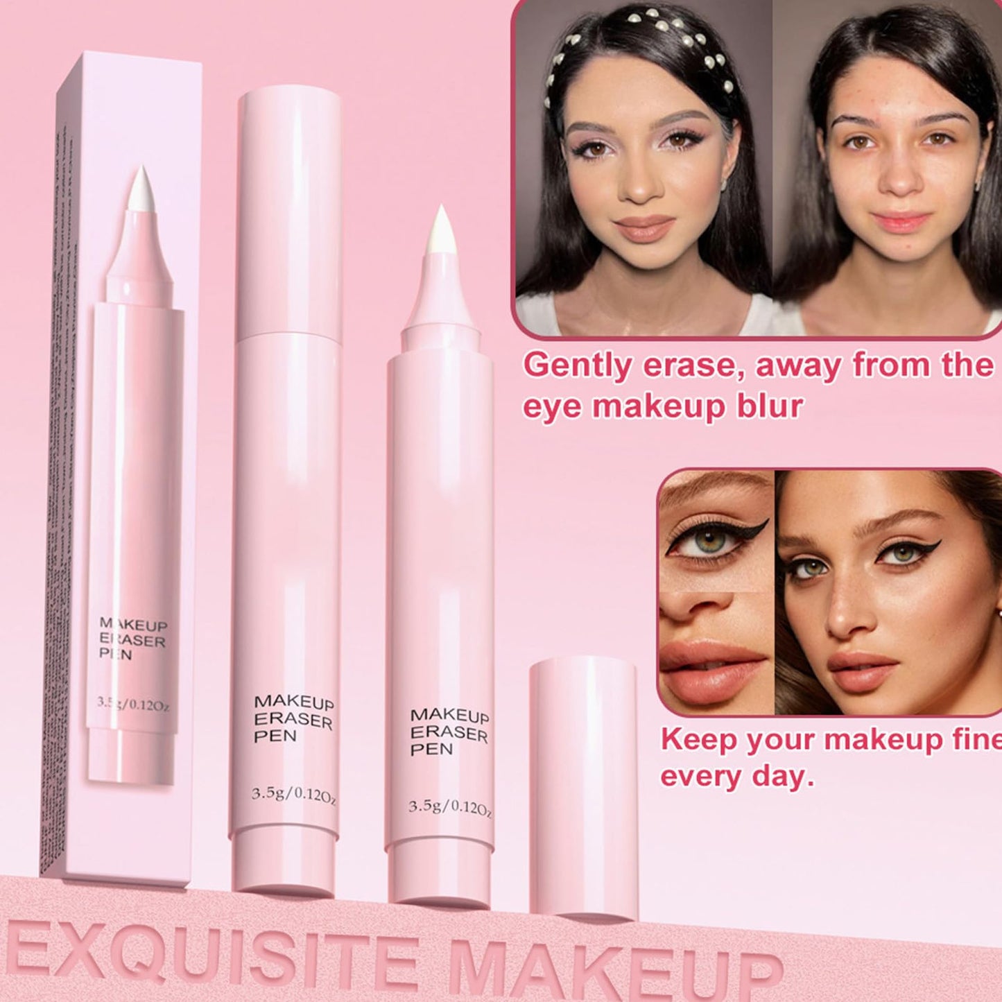 Eye Makeup Corrector - Natural Remover Pen, Precision Tip Tool | Quick Fix Stick with Gentle Formula for Mascara, Lipstick, Eyebrow Smudges, Ideal for Travel or Daily Touch-Up Applications