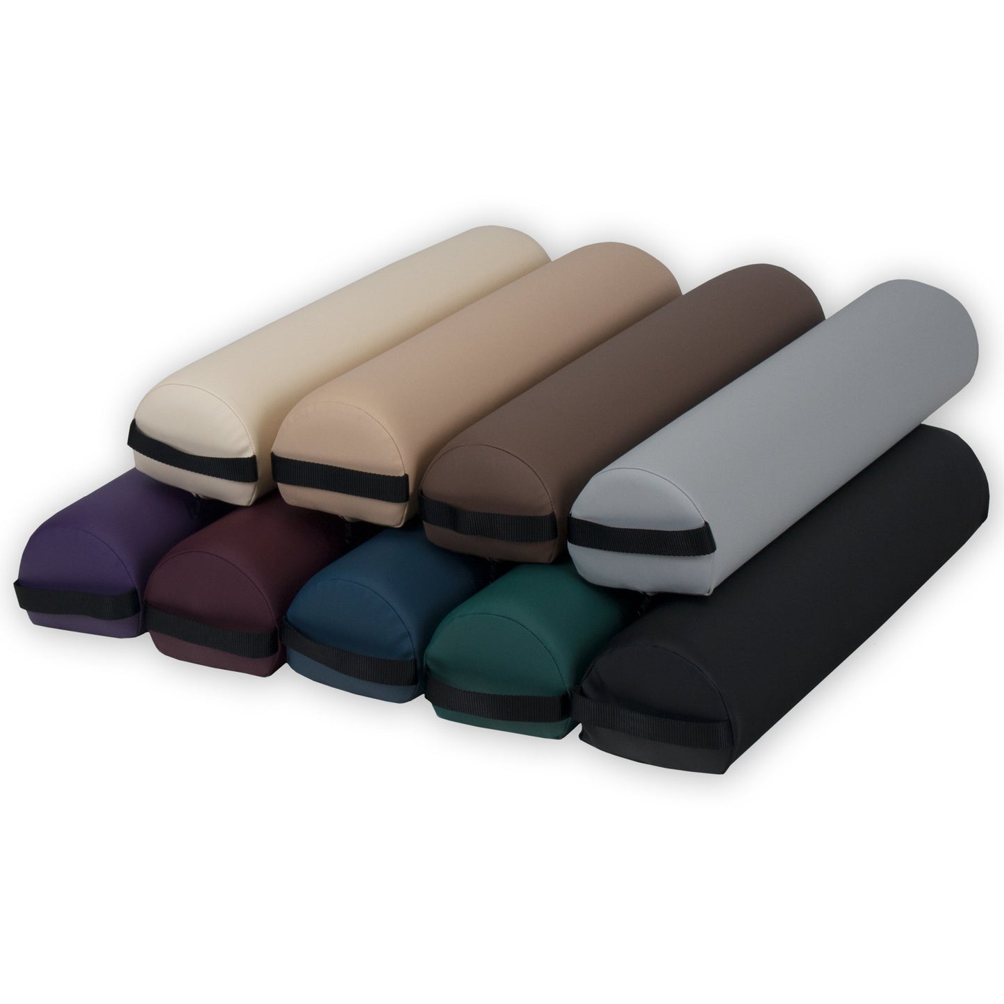 EarthLite Massage Bolster Pillow 3/4 Round – Durable, Easy to Clean 100% PU Upholstery incl. Strap Handle/Professional Quality CFC-Free/Back Pain Relief, Amethyst