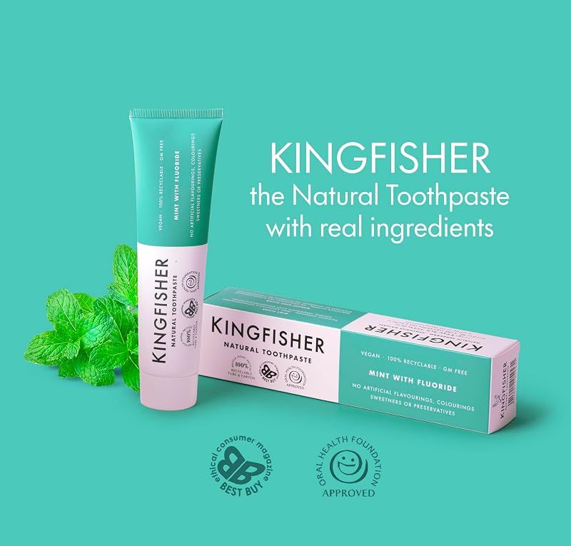 Mint Toothpaste 100 ml with Fluoride for Adults - Kingfisher