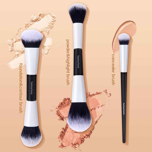 YutimeAura Makeup Brush Set 10pc, Dual-Ended Makeup Brushes For Bronzer, Contour, Eyeshadow, Blush, Concealer, Foundation