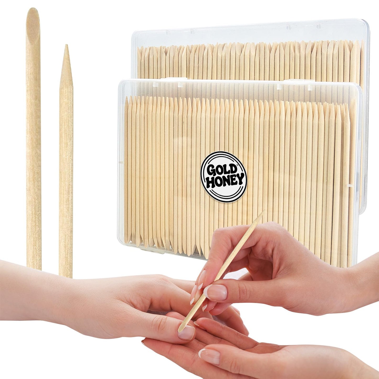 GOLD HONEY 360PCS Orange Sticks for Nails in Boxed - 4.5 Inch Double Sided Orange Wood Sticks for Nails Used - Professional Manicure & Cuticle Remover - Manicure Pedicure Tool