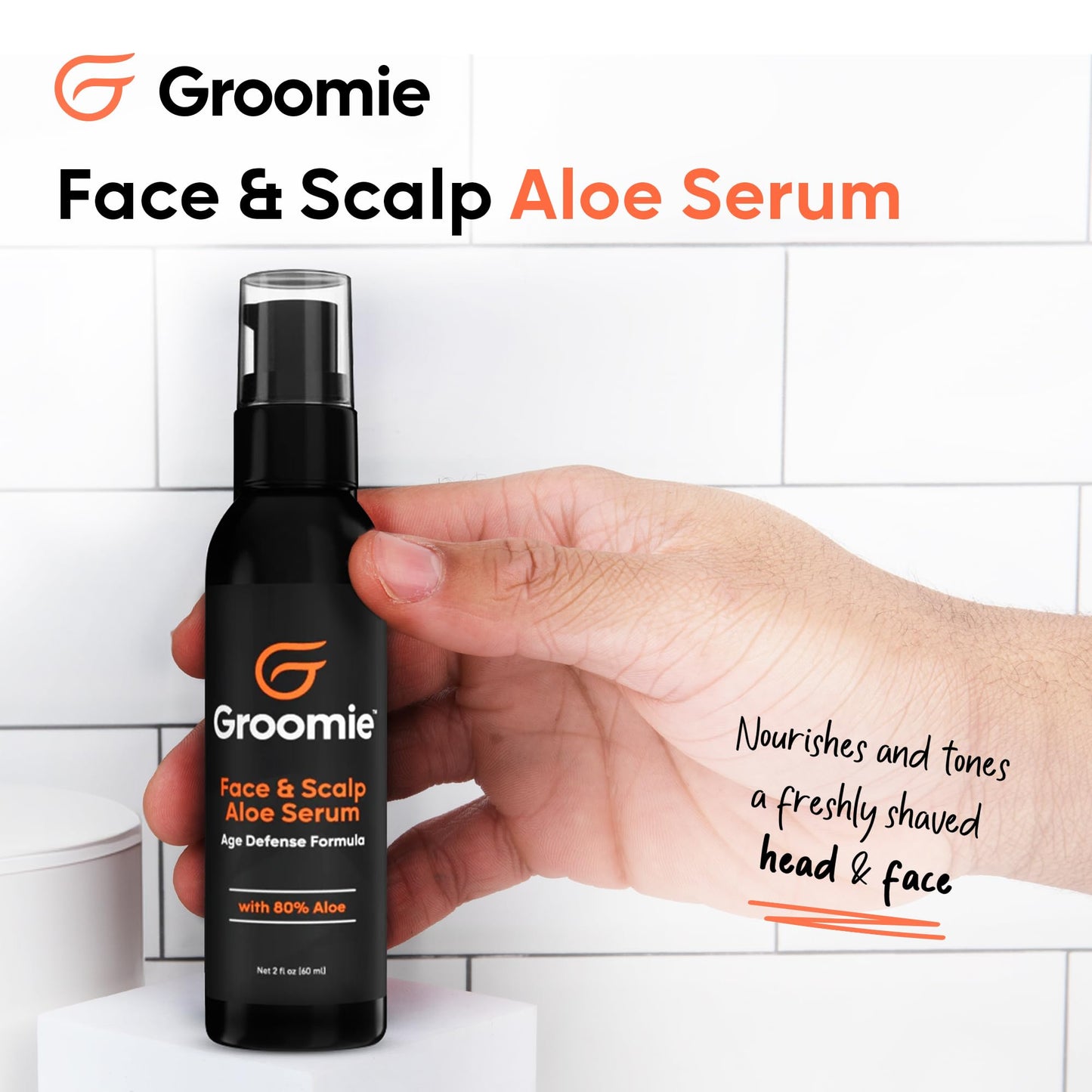 Groomie Face & Scalp Aloe Vera Serum - Hydrating, Soothing, and Moisturizing Skincare Formula, Daily Lightweight and Fast Absorbing, After-Shave Care to Keep Skin Hydrated All Day