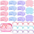 Sleepover Spa Gift Set - 36 Pcs with 12 Headbands 12 Eye Masks 12 Clear Bags (Pink Blue Purple) - Coral Velvet