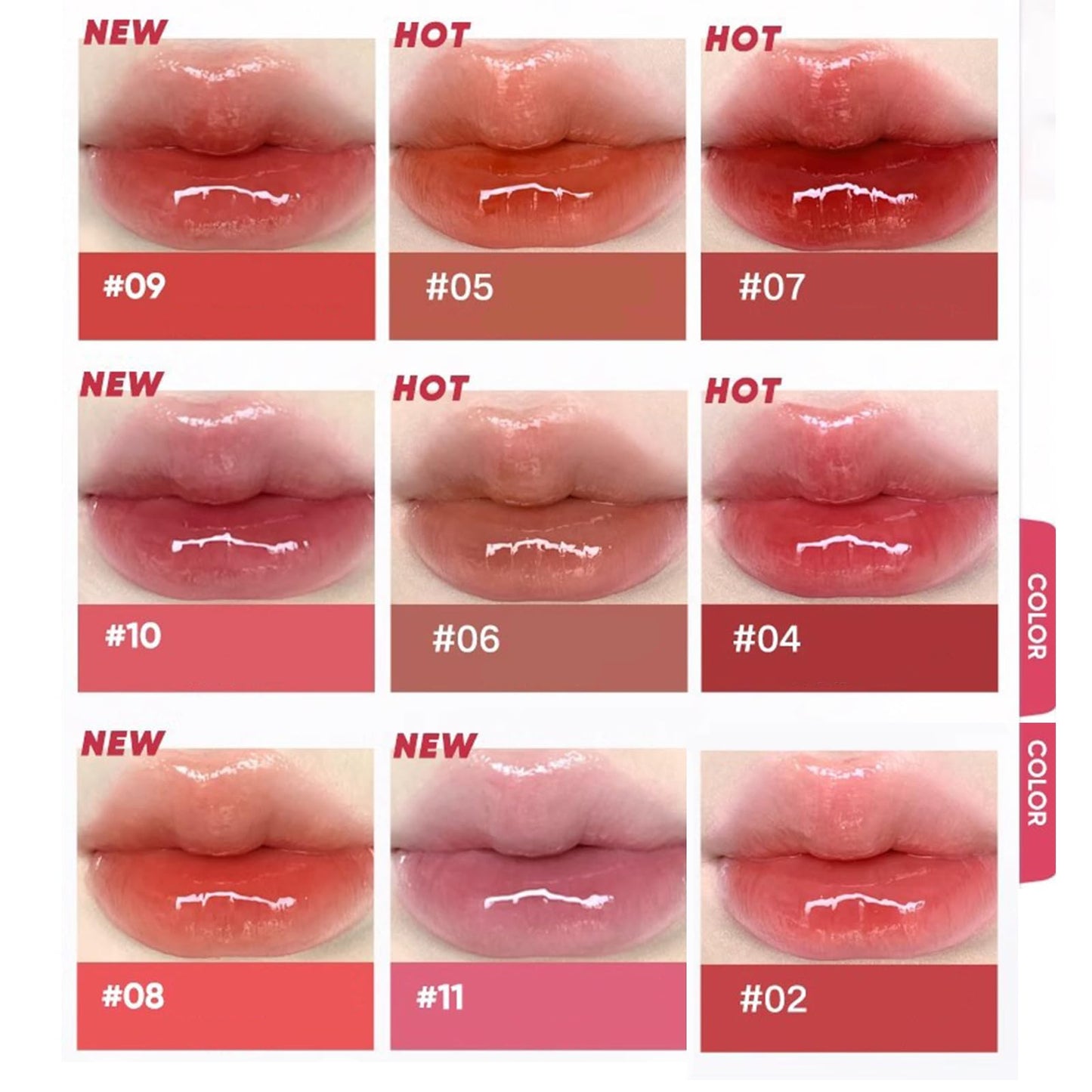 Gymfber Ice Watery Lip Gloss, Jelly Hydrating Lip Gloss, Moisturizing Nonstick Tinted Gloss Lips Oil (10#)