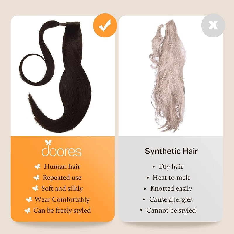 DOORES Ponytail Extension Human Hair, #2 18inch