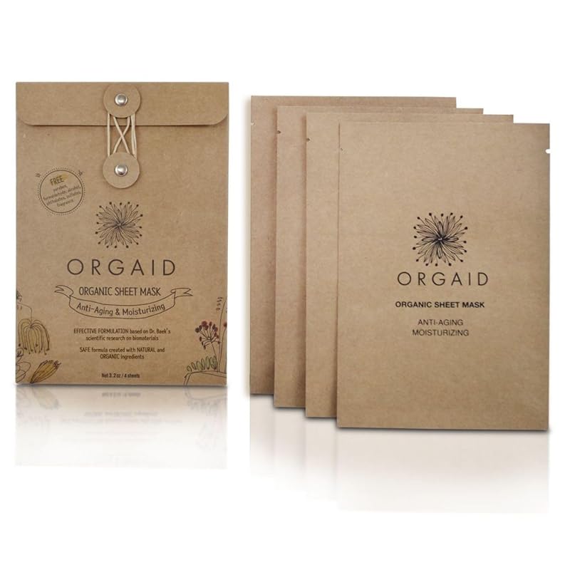 Organic Sheet Mask - Anti-Aging & Moisturizing, 4-Pack, Made in USA