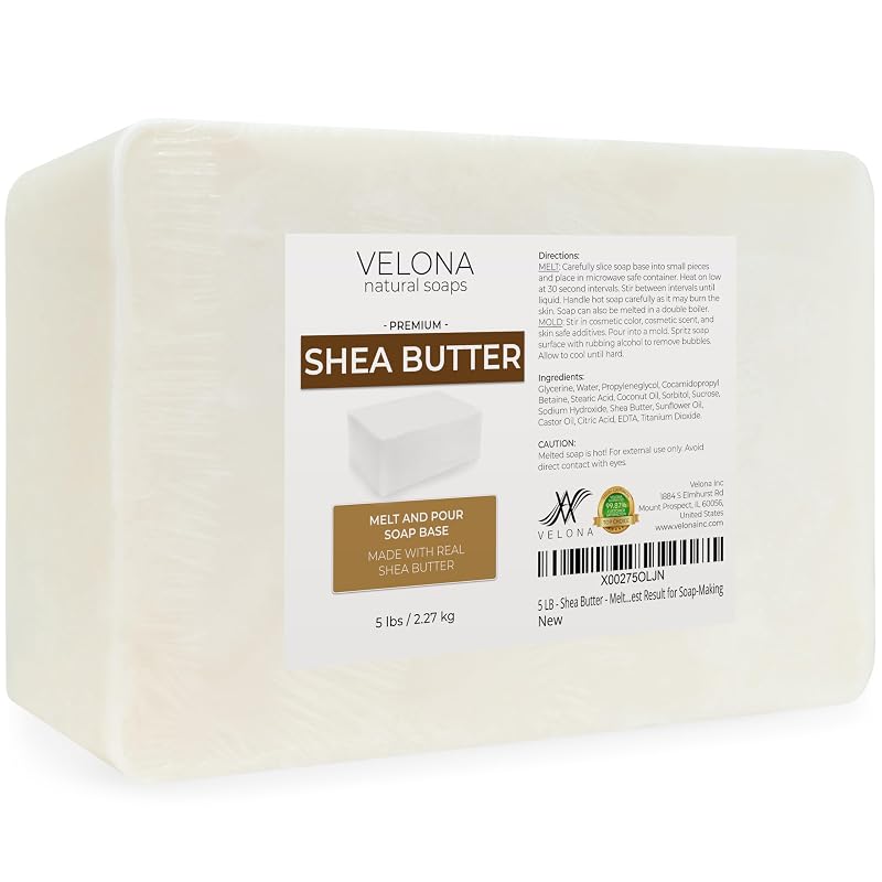 Shea Butter Melt & Pour Soap Base 5 lb - SLS/SLES Free, 80 oz Bundle